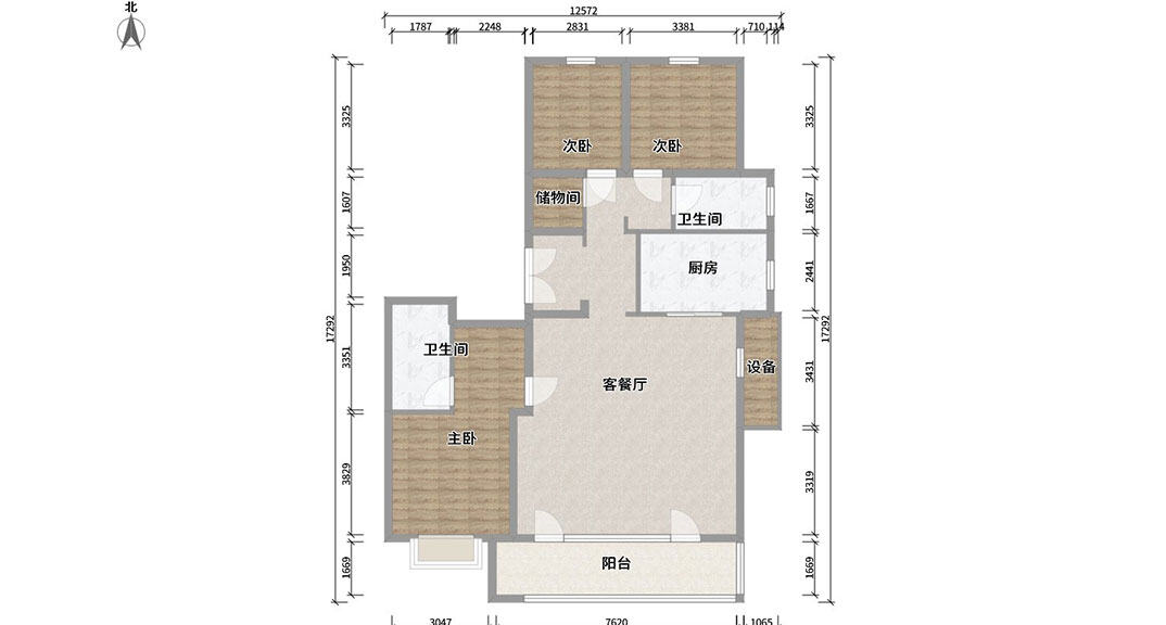 保利天匯125㎡三室二廳戶(hù)型