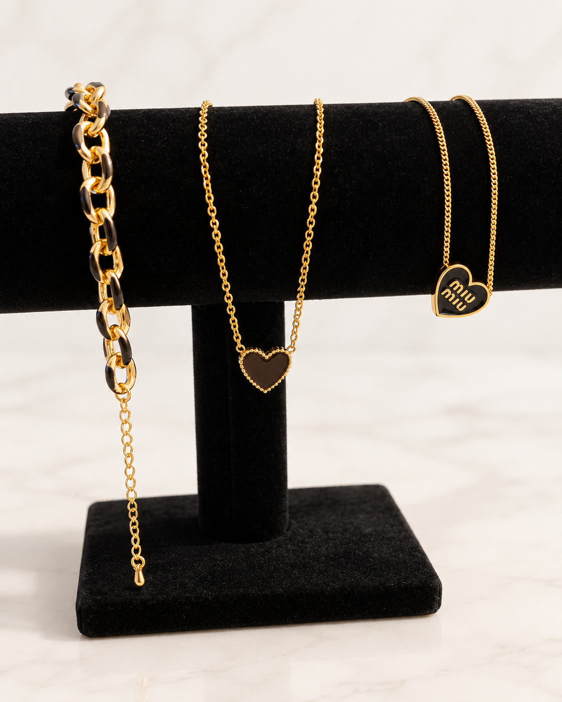Golden Hearts Necklace & Bracelet Set