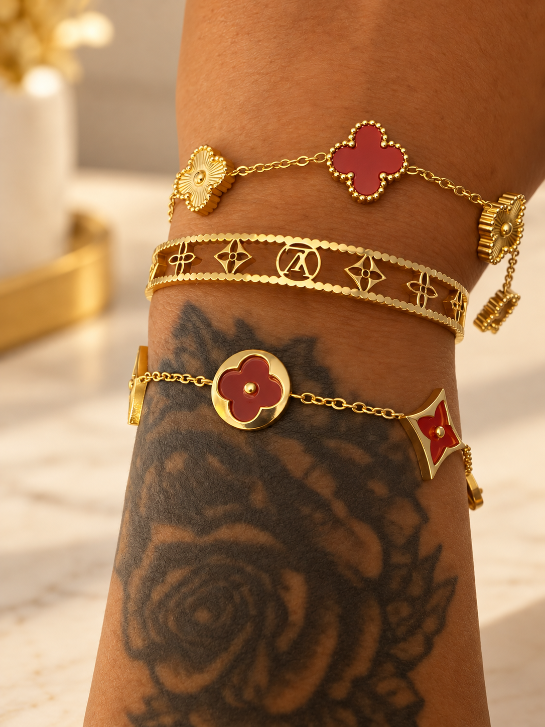 Crimson Clover 3-Piece Bracelet Stack