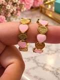 Pink Heart Hoop Earrings 🩷