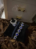 Luxury royal blue jewelry set with coordinating adjustable ring