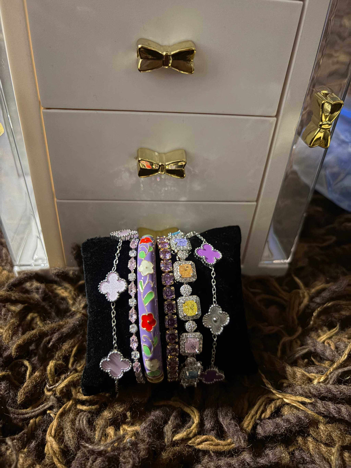 miss thing gold-filled bangles with durable enamel and tennis bracelet design